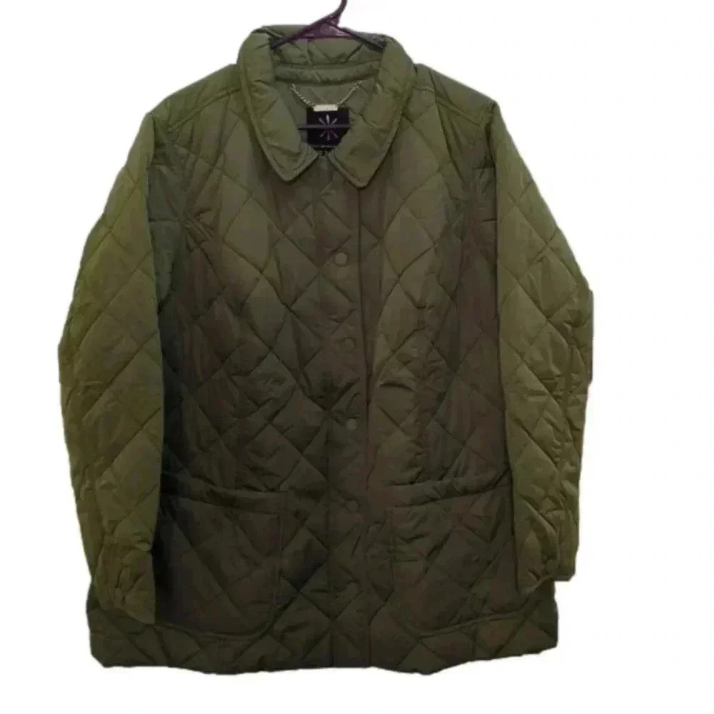 Isaac mizrahi women's green puffer jacket